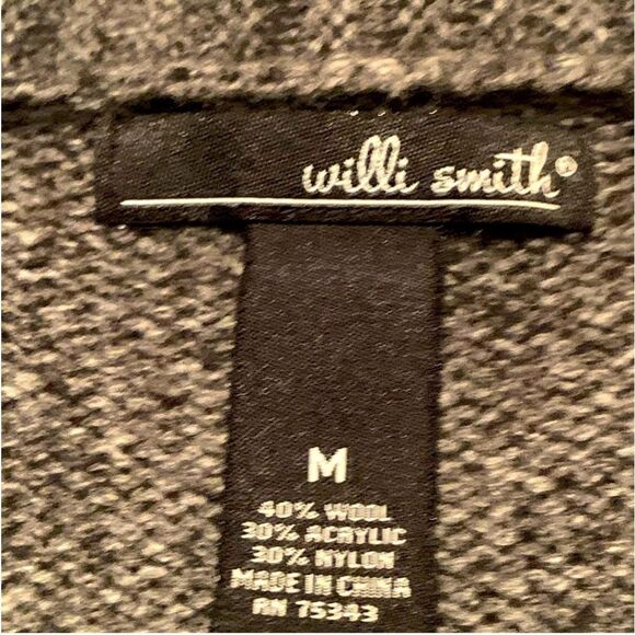 WILLI SMITH SWEATER WOMEN’S M GRAY CHUNKY MOTO WOOL BLEND SHAWL COLLAR. - Picture 8 of 12